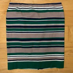 Talbots Pencil Straight Skirt Womens Size 8 Green Black Brown Stripes Career